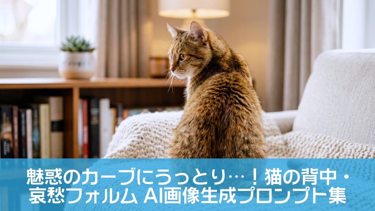 「振り返り美ニャン🐾 脊椎の美しいカーブに惚れ惚れ!居心地良いお部屋でまったり中の茶トラさん💕」A photorealistic photograph of a ginger tabby cat sitting with its back to the camera on a chunky knitted blanket. The cat is looking slightly over its shoulder, showcasing the curve of its spine. The scene is a cozy living room with a blurred bookshelf, a window with a succulent plant, and a table lamp in the background. Soft natural light, shallow depth of field. 8k resolution. 居心地の良いリビングルームで、編み目の粗いブランケットの上に座り、背中をカメラに向けた茶トラ猫のフォトリアルな写真。猫は少し左肩越しに振り返っており、脊椎の自然な曲線が見える。背景にはボケた本棚、窓辺の植物(多肉植物)、ランプがあり、柔らかい自然光が差し込んでいる。8k解像度 「振り返り美ニャン🐾 脊椎の美しいカーブに惚れ惚れ!居心地良いお部屋でまったり中の茶トラさん💕」A photorealistic photograph of a ginger tabby cat sitting with its back to the camera on a chunky knitted blanket. The cat is looking slightly over its shoulder, showcasing the curve of its spine. The scene is a cozy living room with a blurred bookshelf, a window with a succulent plant, and a table lamp in the background. Soft natural light, shallow depth of field. 8k resolution. 居心地の良いリビングルームで、編み目の粗いブランケットの上に座り、背中をカメラに向けた茶トラ猫のフォトリアルな写真。猫は少し左肩越しに振り返っており、脊椎の自然な曲線が見える。背景にはボケた本棚、窓辺の植物(多肉植物)、ランプがあり、柔らかい自然光が差し込んでいる。8k解像度