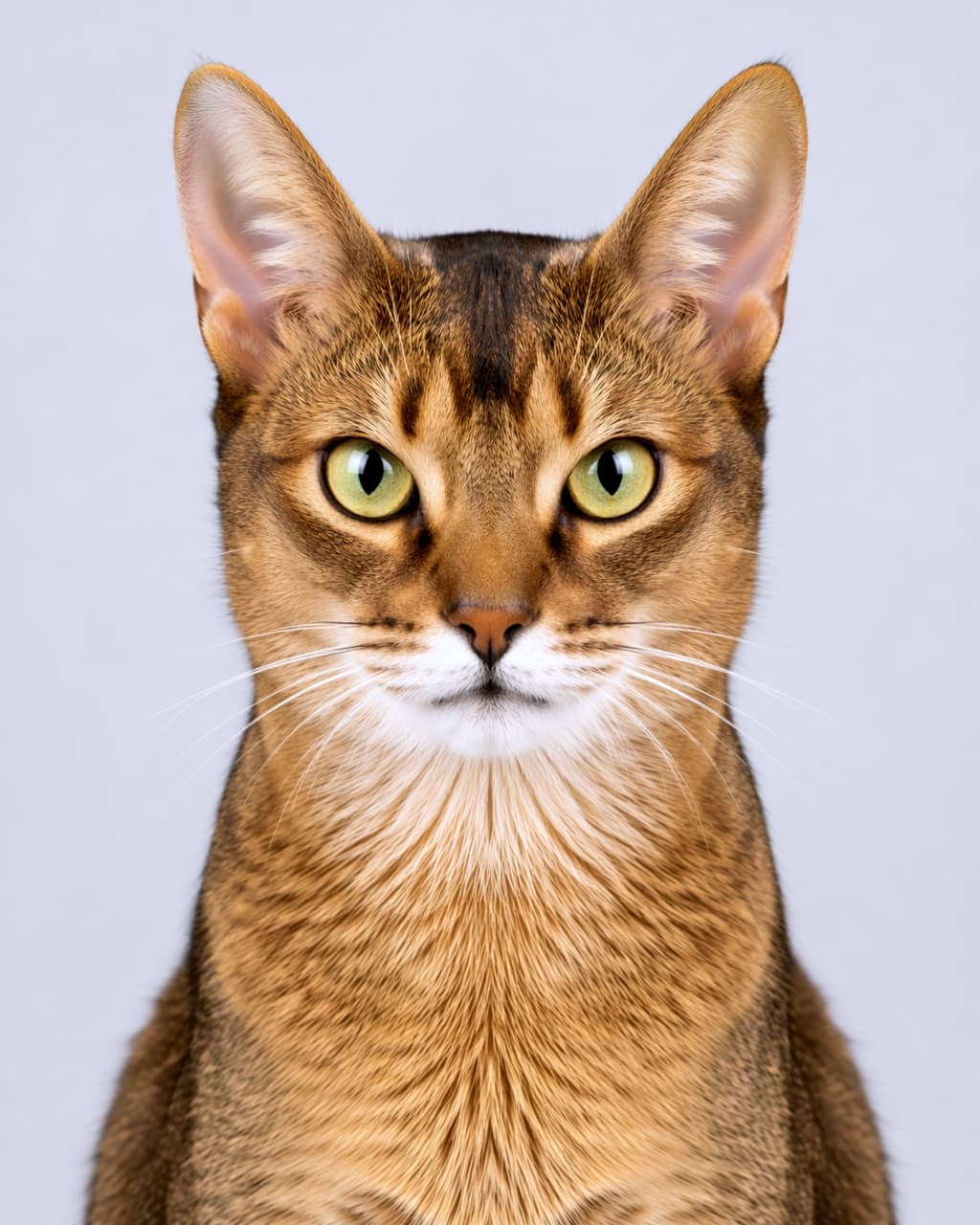 「まるでモデルさんみたいな完璧なカメラ目線📸シュッとしたお顔が素敵です✨🐈 #美猫 #ねこ部」Ultra-realistic high-quality photograph of an elegant ginger cat with large upright ears and almond-shaped eyes facing forward against a light background. ピンと立った耳とアーモンド型の美しい瞳を持つ、茶トラ猫の正面ポートレート超高画質写真。明るい背景で洗練された印象