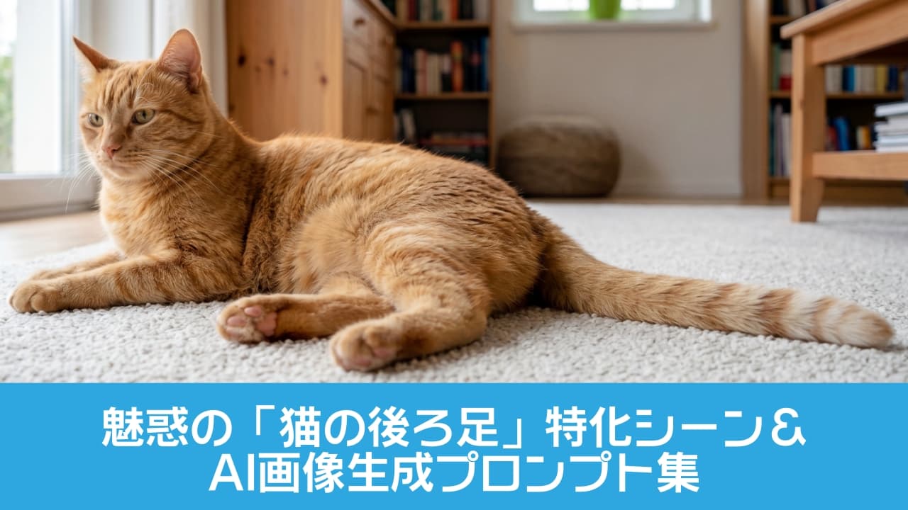 「ふかふかのラグは僕の特等席ニャ🐾✨ 陽だまりのリビングで優雅にリラックスタイムを満喫中☕️🐈 #茶トラ猫 #猫のいる暮らし #リラックス」Ultra-realistic high-quality widescreen photograph of an elegant orange tabby cat resting gracefully on a soft white rug in a cozy living room. Soft natural lighting beautifully highlights its hind legs and tail. 大きな窓から自然光が差し込む落ち着いたリビングルームで、白いふかふかのラグの上に優雅に横たわる茶トラ猫。後ろ足と長く伸びたしっぽのラインが美しく、リラックスした様子が精細に描写された横長の高画質写真