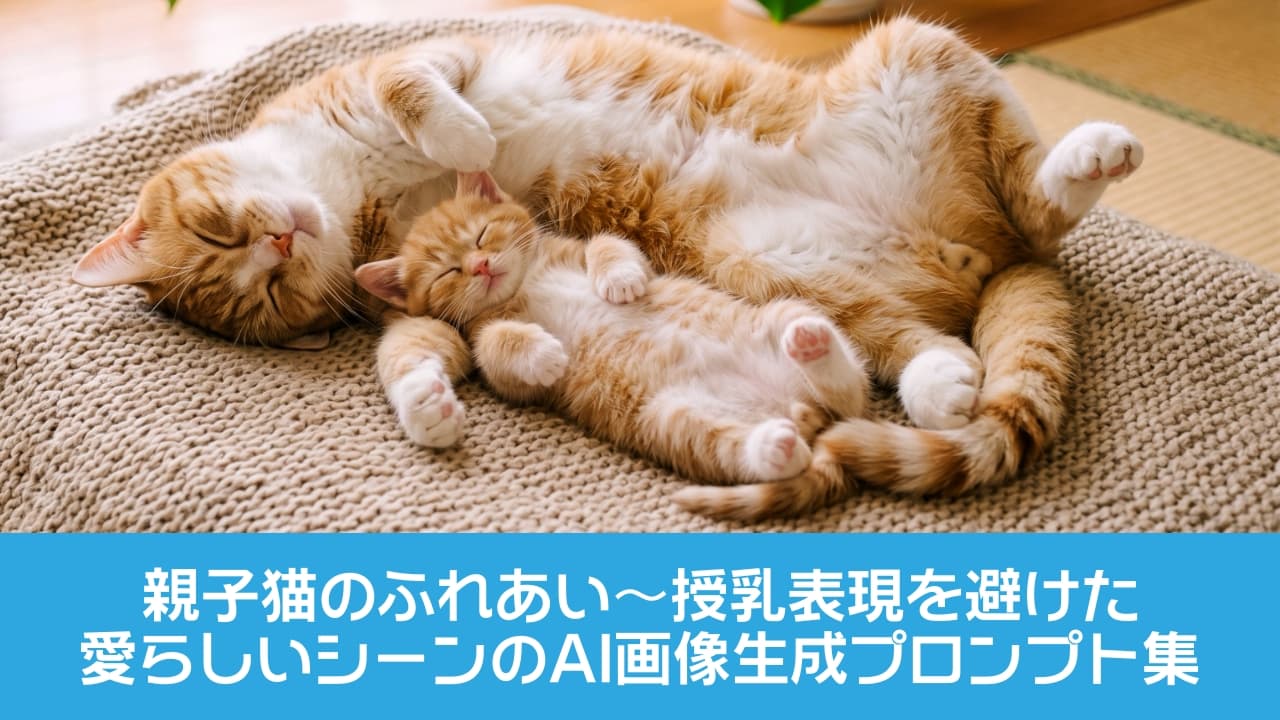 「見事なシンクロ！無防備すぎるお揃いヘソ天ポーズでお昼寝中の茶トラ親子に笑顔になっちゃいます😆💕」Ultra-realistic high-quality photograph of a ginger-and-white mother cat and her kitten sleeping soundly side-by-side on their backs on a large knitted cushion in a bright room. Soft light from the window gently illuminates their defenseless pink bellies and fluffy fur. 明るい室内の大きなニット編みクッションの上で、見事な仰向け（へそ天）ポーズで並んで熟睡する茶トラ白の母猫と子猫。窓から差し込む柔らかな光が、親子の無防備なピンクのお腹とふかふかの被毛を優しく照らしています