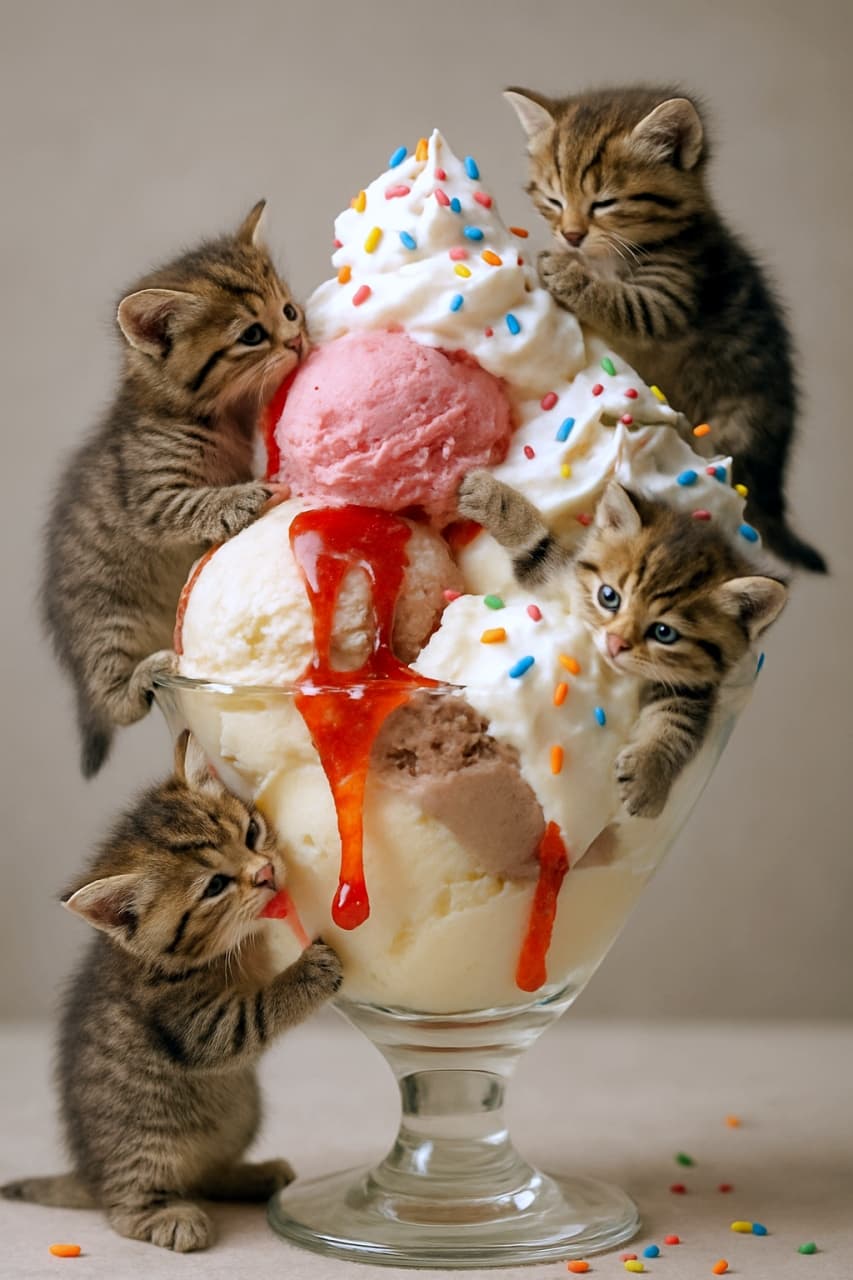 「ちび猫パフェ大冒険」溶けゆく甘さに、ひと足先の夏休み。