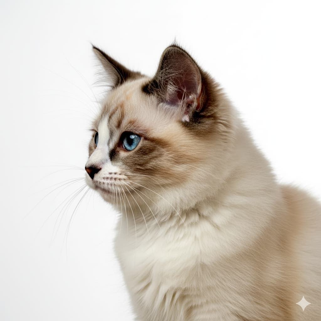 Side view of a kitten with soft bokeh 柔らかいボケを背景にしたラグドール子猫の左向き横顔