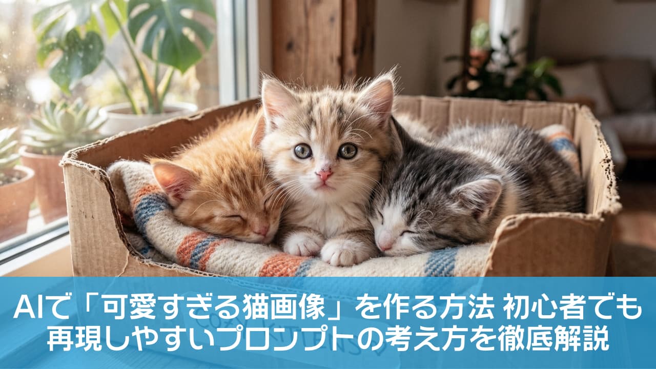 「段ボールはボクたちの特等席📦✨3匹ぎゅっと詰まった最強の「かわいい」をお届けしますニャお…💤」Ultra-realistic high-quality photograph of three cute kittens snuggling together inside a cardboard box labeled "COZY KITTENS" by a sunny window. Two kittens are sleeping soundly while the center kitten looks ahead with wide eyes. 窓辺に置かれた「COZY KITTENS」と書かれた段ボール箱の中で、3匹の異なる毛色の子猫がブランケットに包まれて寄り添っています。左の茶トラと右のキジ白は目を閉じて眠り、中央の三毛風の子猫がパッチリとした瞳でこちらを見つめる、温かい自然光に満ちた写真