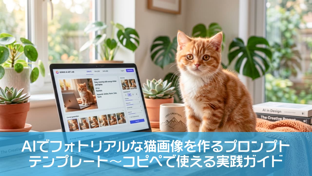 「「ねえねえ、お仕事まだ終わらないにゃ？🐾」こんな可愛いアシスタントがいたら、作業も捗っちゃいますね✨💻」Ultra-realistic high-quality photograph of an adorable orange tabby kitten sitting on a wooden desk next to a laptop. The kitten has round facial features and large amber eyes looking directly at the camera. The background features lush green houseplants bathed in warm, soft natural sunlight streaming through a window, highlighting the fluffy texture of the kitten's fur. 明るい日差しが差し込む窓辺のデスクで、開かれたノートPCの横にちょこんとお座りする茶トラ（レッドタビー）の子猫。丸みのある輪郭と琥珀色の大きな瞳でこちらを見つめています。背景には豊かな緑の観葉植物が配置され、ふんわりとした温かみのある自然光が、猫の柔らかな被毛の質感を際立たせています